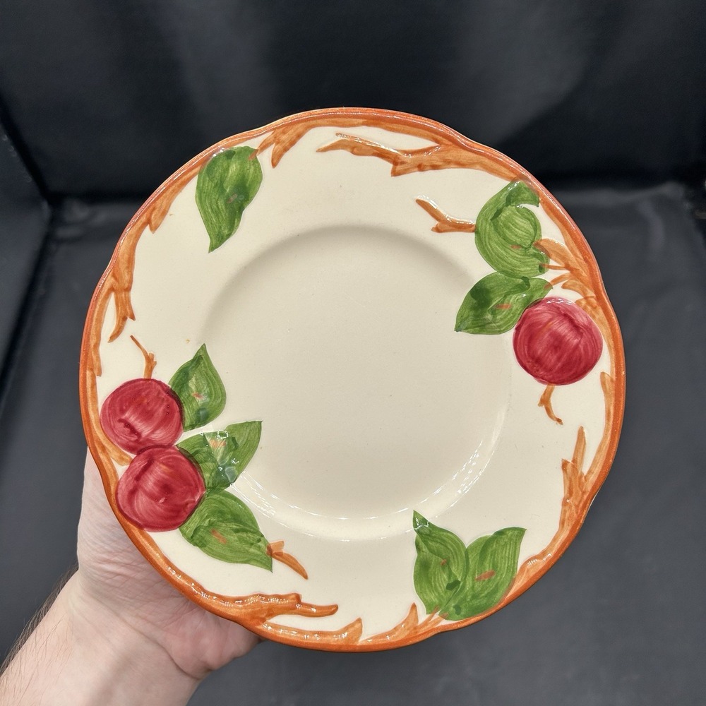 Vintage Franciscan Apple Bread Plate 6.5" Hand Painted USA Ceramic Dish 1960s - Picture 2 of 7